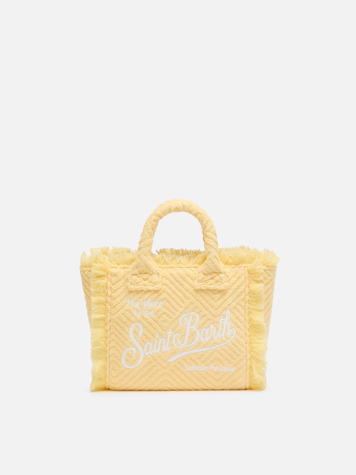 Mini-Kosmetiktasche mit geprägten gelben Linien