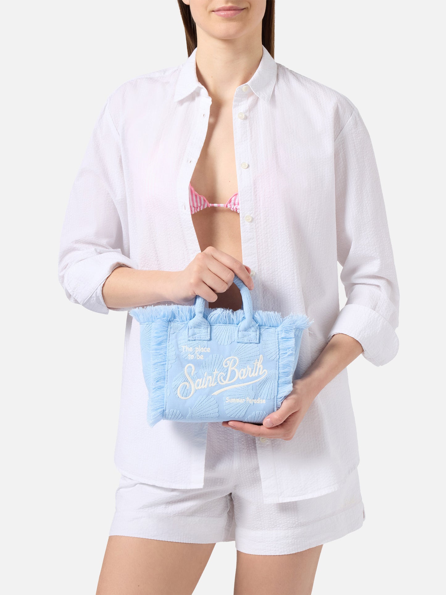 Terry effect Vanity mini bag with raised shell detail