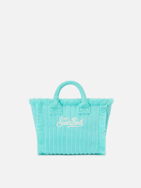 Borsa Vanity mini in tessuto effetto spugna con righe in rilievo