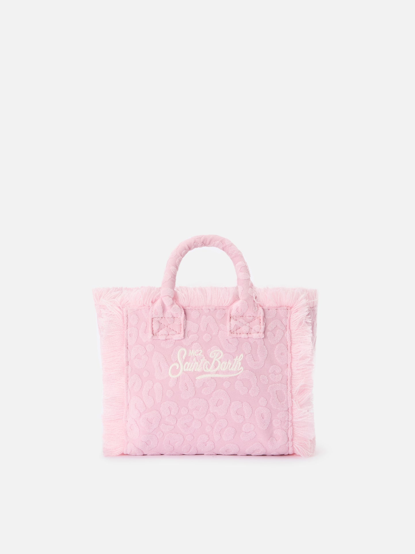 Terry effect Vanity mini bag with raised leopard pattern