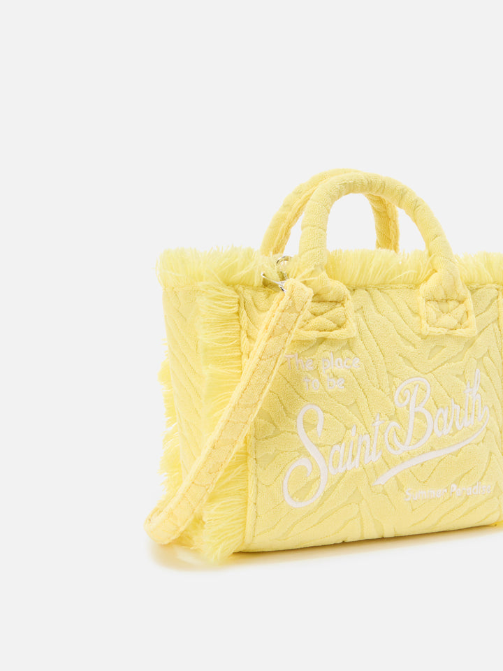 Borsa Vanity mini in tessuto effetto spugna con zebrato in rilievo