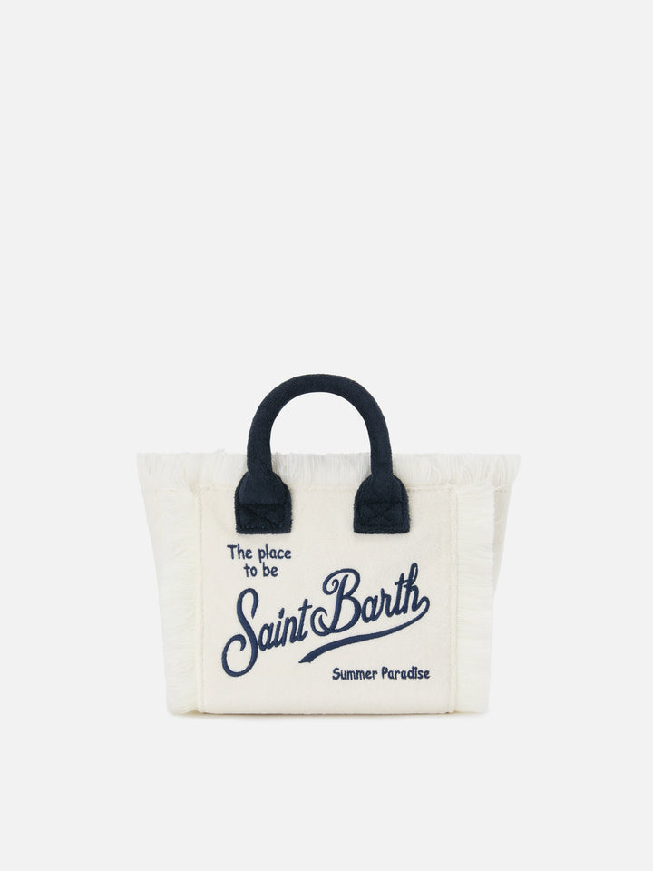 White terry effect Vanity mini bag with embroidered logo