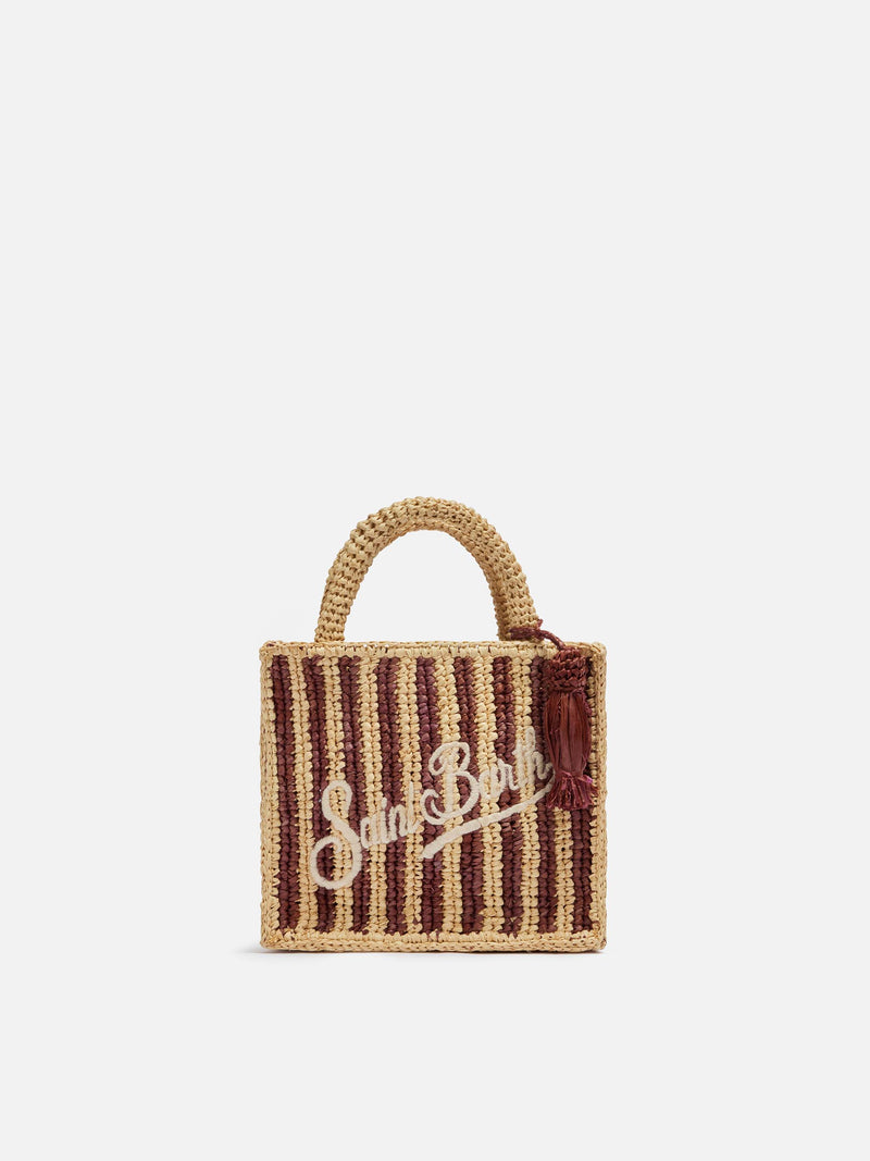 Mini Vanity Raffia bag with striped print