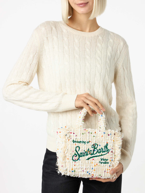 Mini Vanity wooly handbag with white tweed pattern