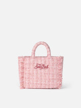 Borsa a mano Mini Vanity in lana con motivo tweed rosa