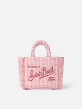 Borsa a mano Mini Vanity in lana con motivo tweed rosa