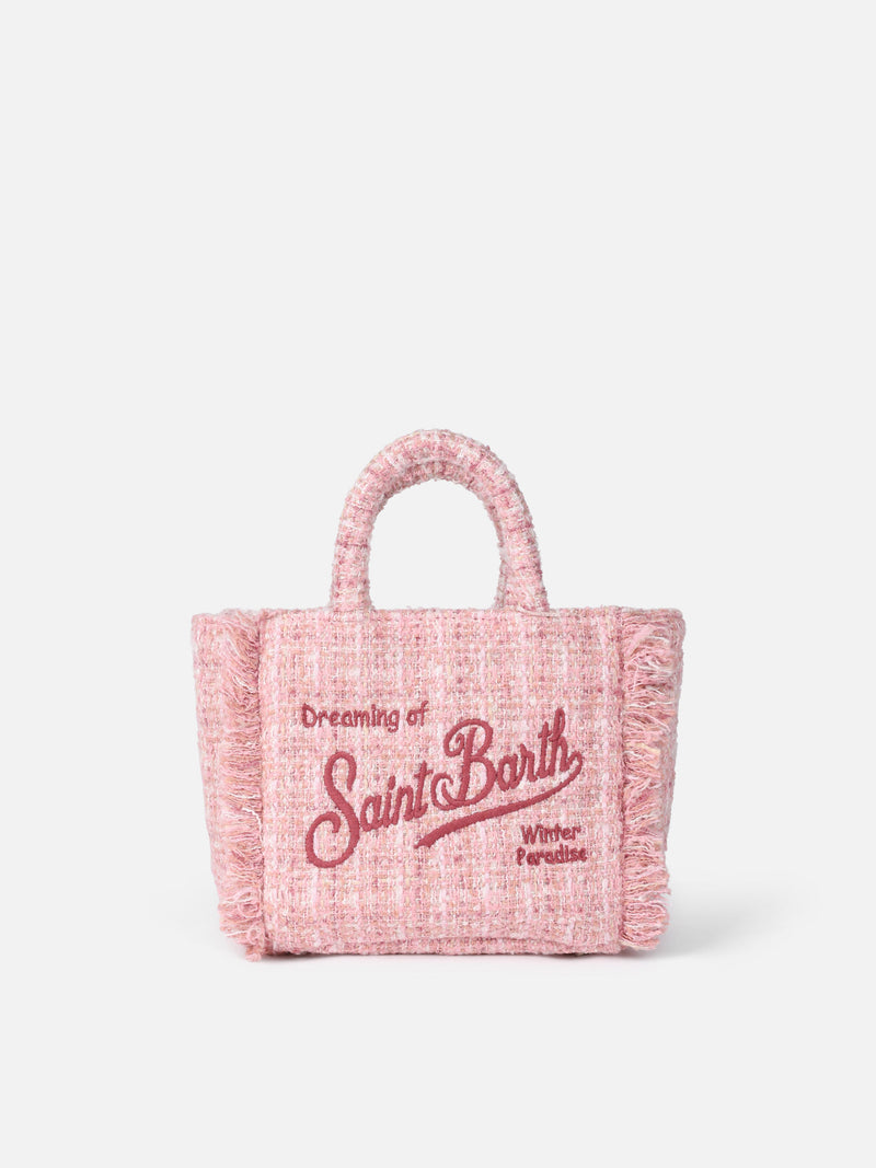 Mini Vanity wooly handbag with pink tweed pattern