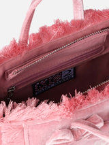 Mini Vanity pink velvet handbag with ribbons