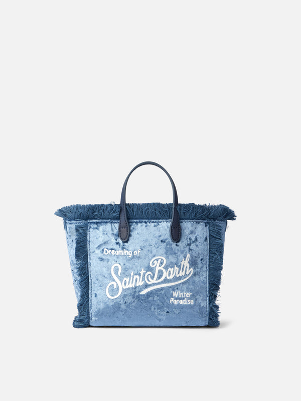 Borsa a mano Mini Vanity in ciniglia azzurra