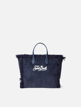 Borsa a mano Mini Vanity in velluto a coste blu navy