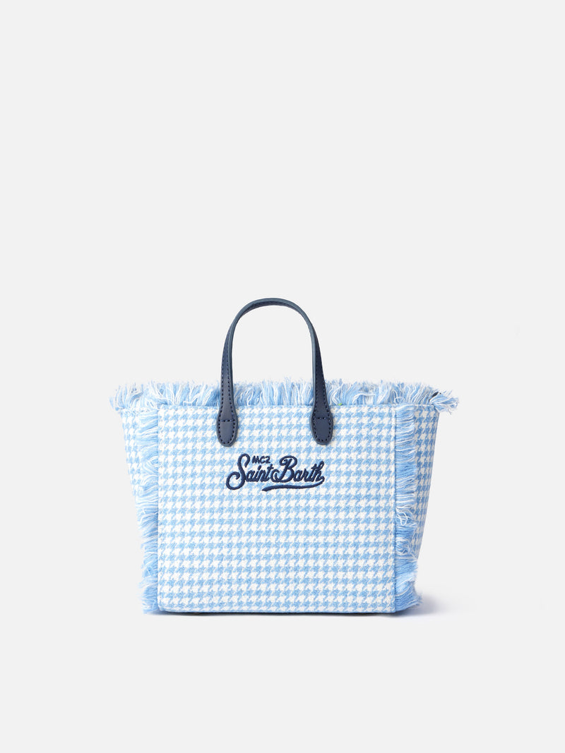 Borsa a mano Mini Vanity in lana con motivo pied de poule lucido