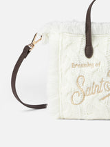 Mini Vanity white wooly cable knit handbag