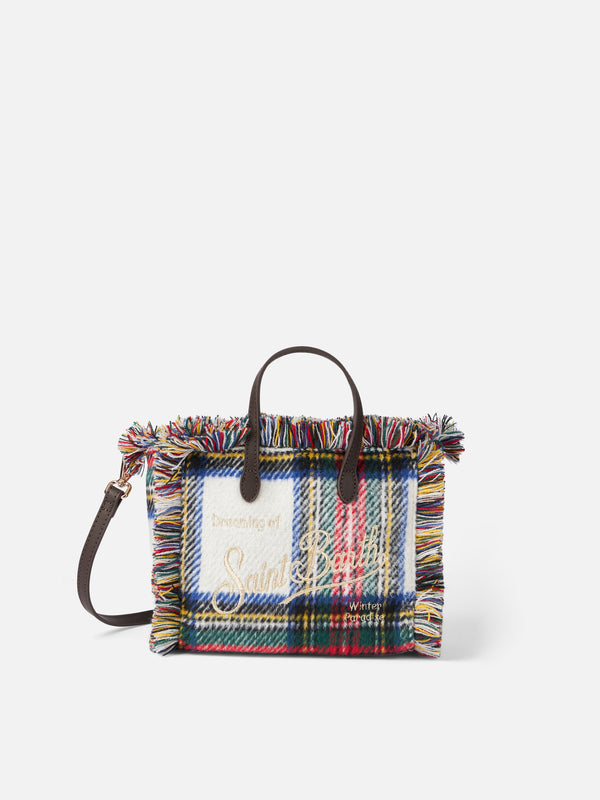 Mini Vanity wooly handbag with tartan pattern