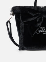 Mini Vanity black velvet handbag with bow