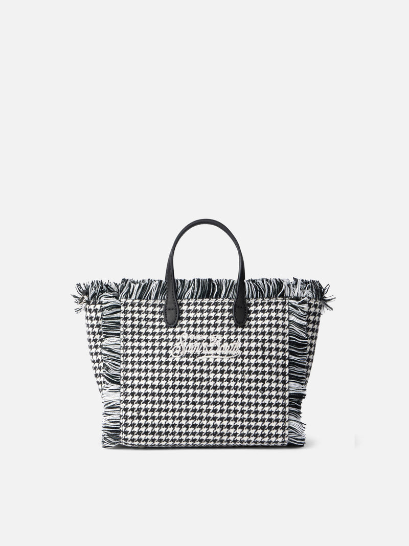 Mini Vanity wooly handbag with shiny pied de poule pattern