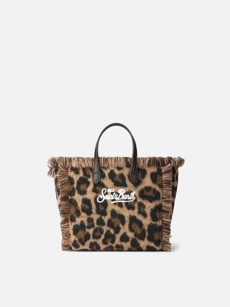 Borsa a mano Mini Vanity in lana con motivo animalier