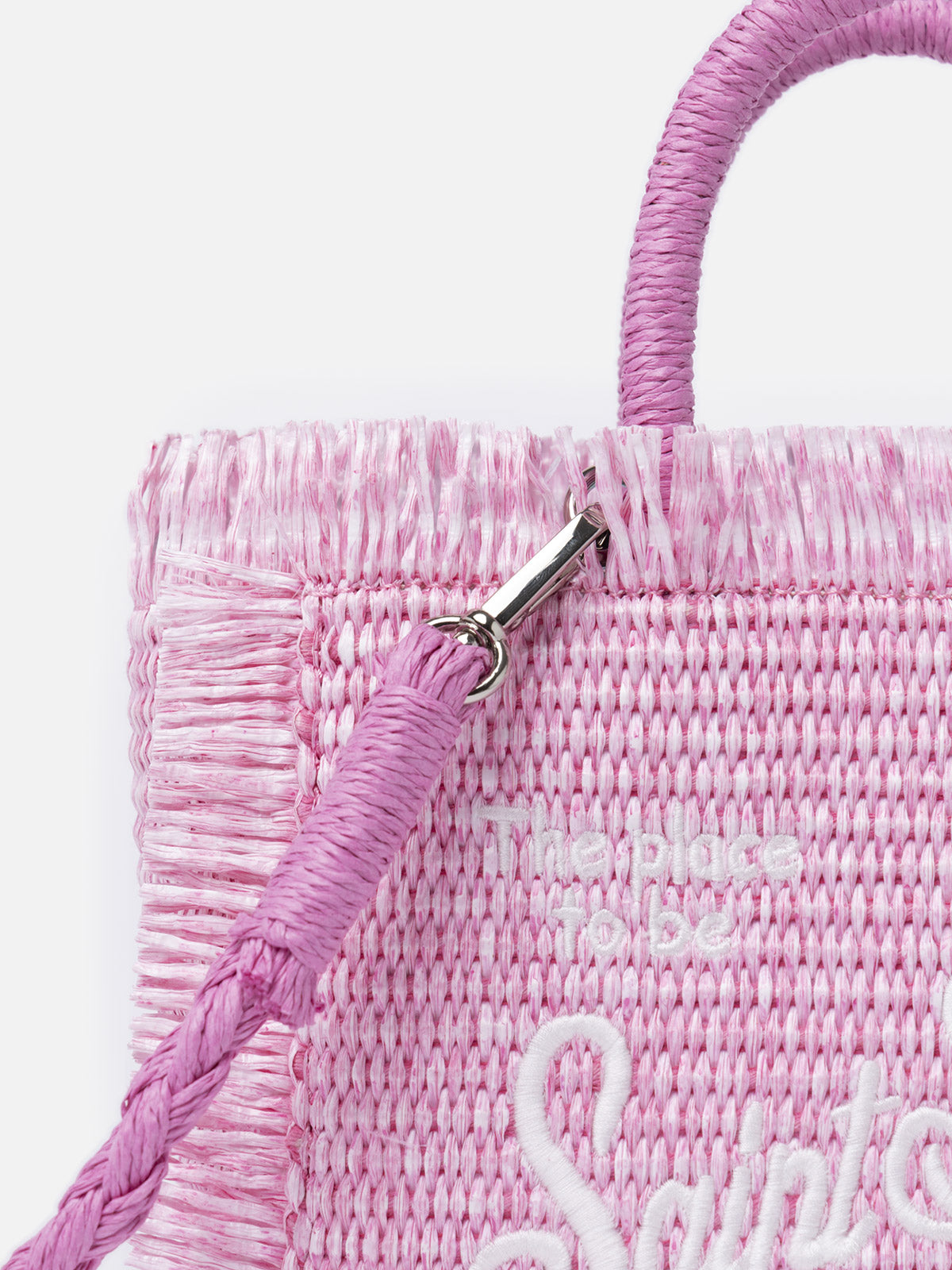 Borsa Mini Vanity in paglia rosa