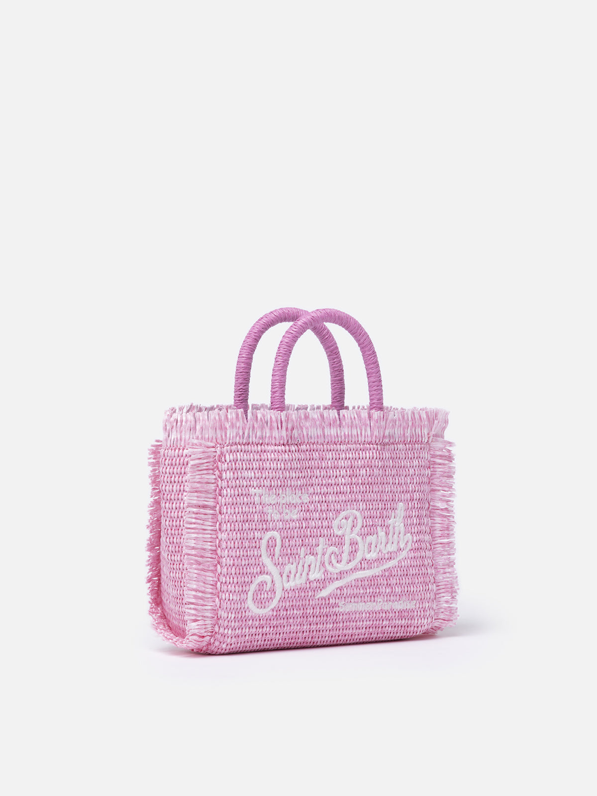 Borsa Mini Vanity in paglia rosa