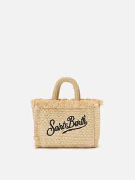 Vanity straw effect micro bag with blue details