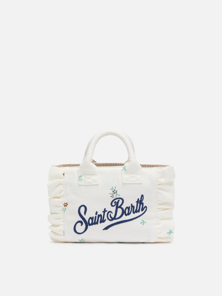 Mini Vanity Volant Tasche aus Sangallo-Spitze mit Blumenstickerei