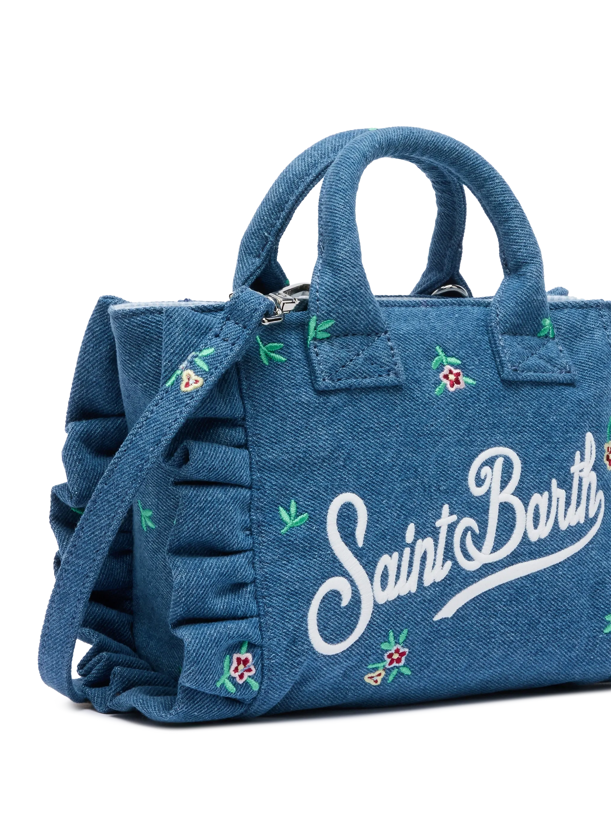 Mini Vanity Volant bag with Saint Barth logo and flower embroidery - MC2 Saint Barth