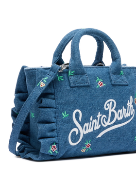 Mini Vanity Volant bag with Saint Barth logo and flower embroidery - MC2 Saint Barth