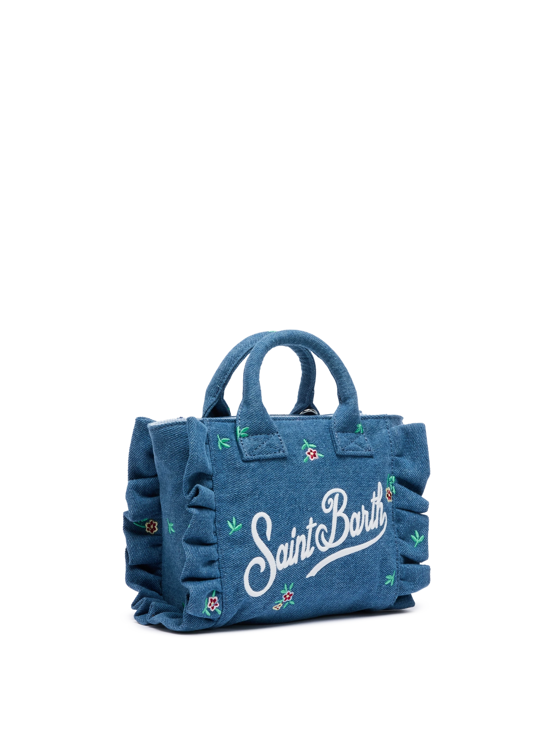 Mini Vanity Volant bag with Saint Barth logo and flower embroidery - MC2 Saint Barth