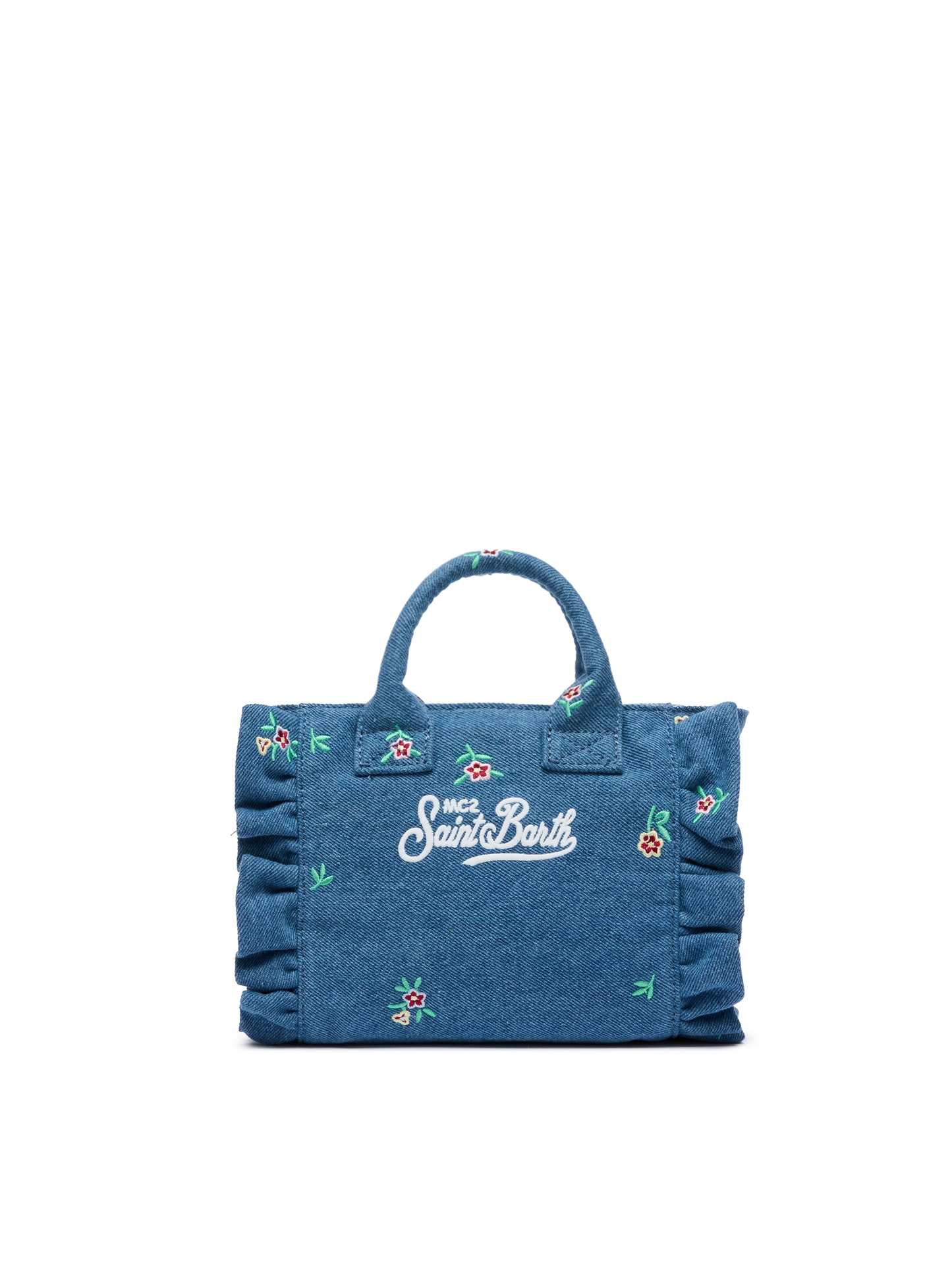 Mini Vanity Volant bag with Saint Barth logo and flower embroidery - MC2 Saint Barth
