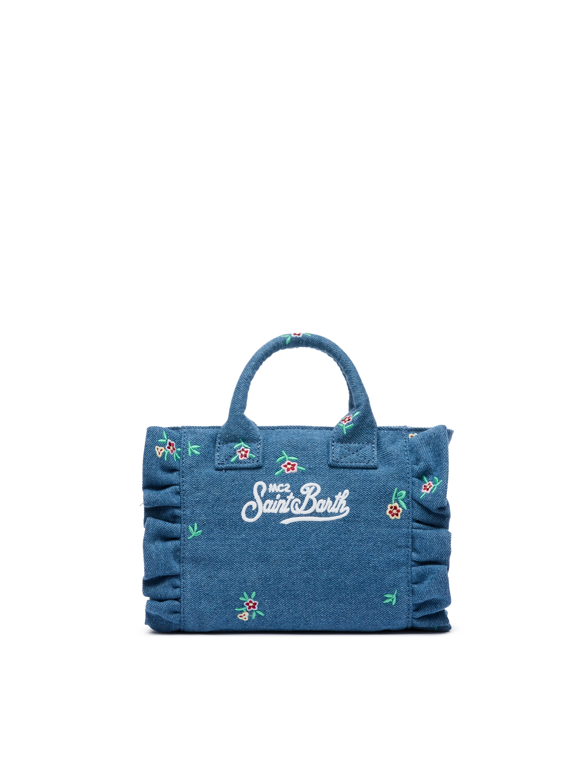 Mini Vanity Volant bag with Saint Barth logo and flower embroidery - MC2 Saint Barth