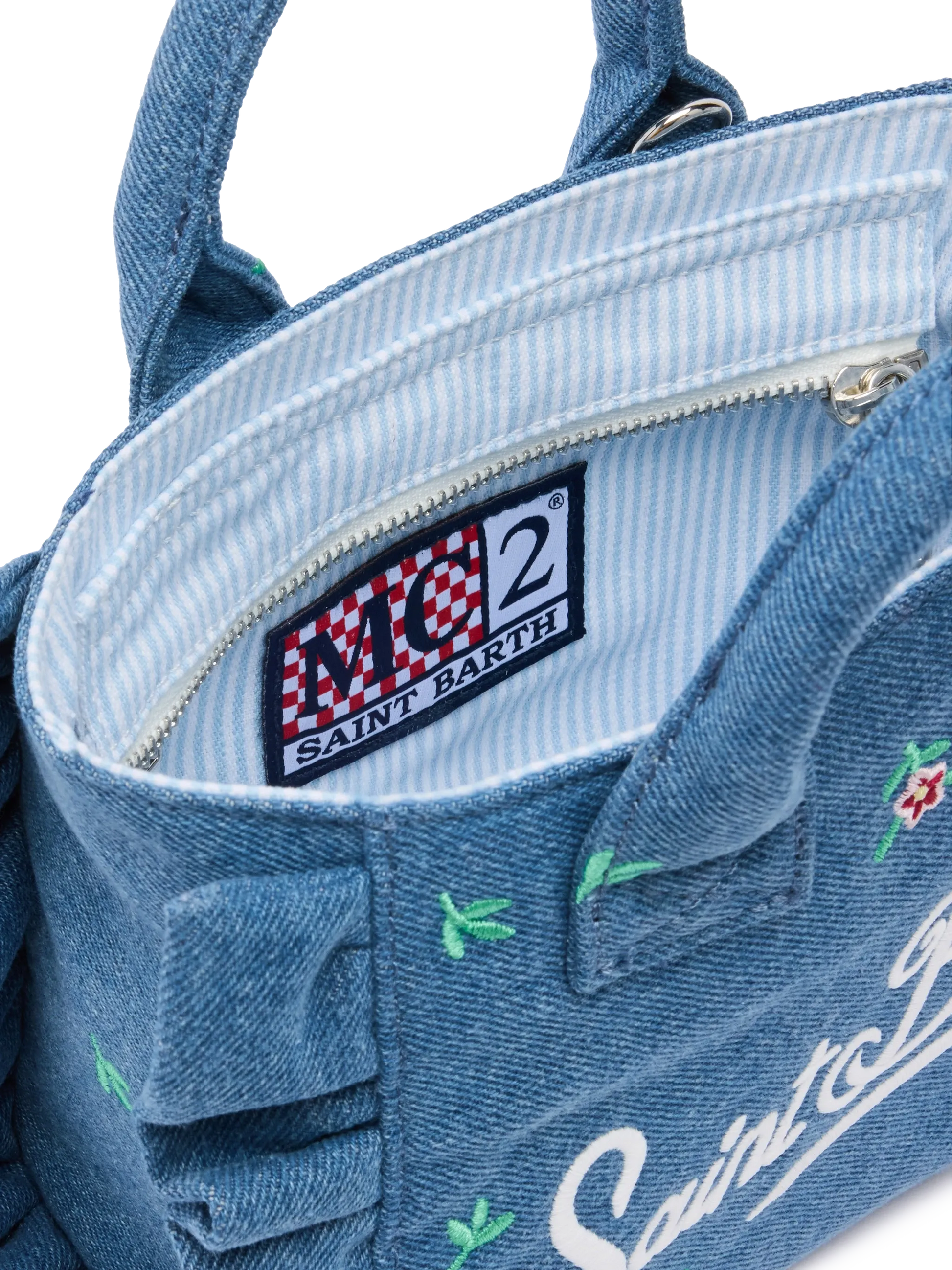 Mini Vanity Volant bag with Saint Barth logo and flower embroidery - MC2 Saint Barth