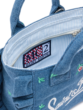 Mini Vanity Volant bag with Saint Barth logo and flower embroidery - MC2 Saint Barth