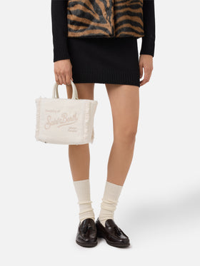 Vanity Mini Felt Handbag in white wool blend