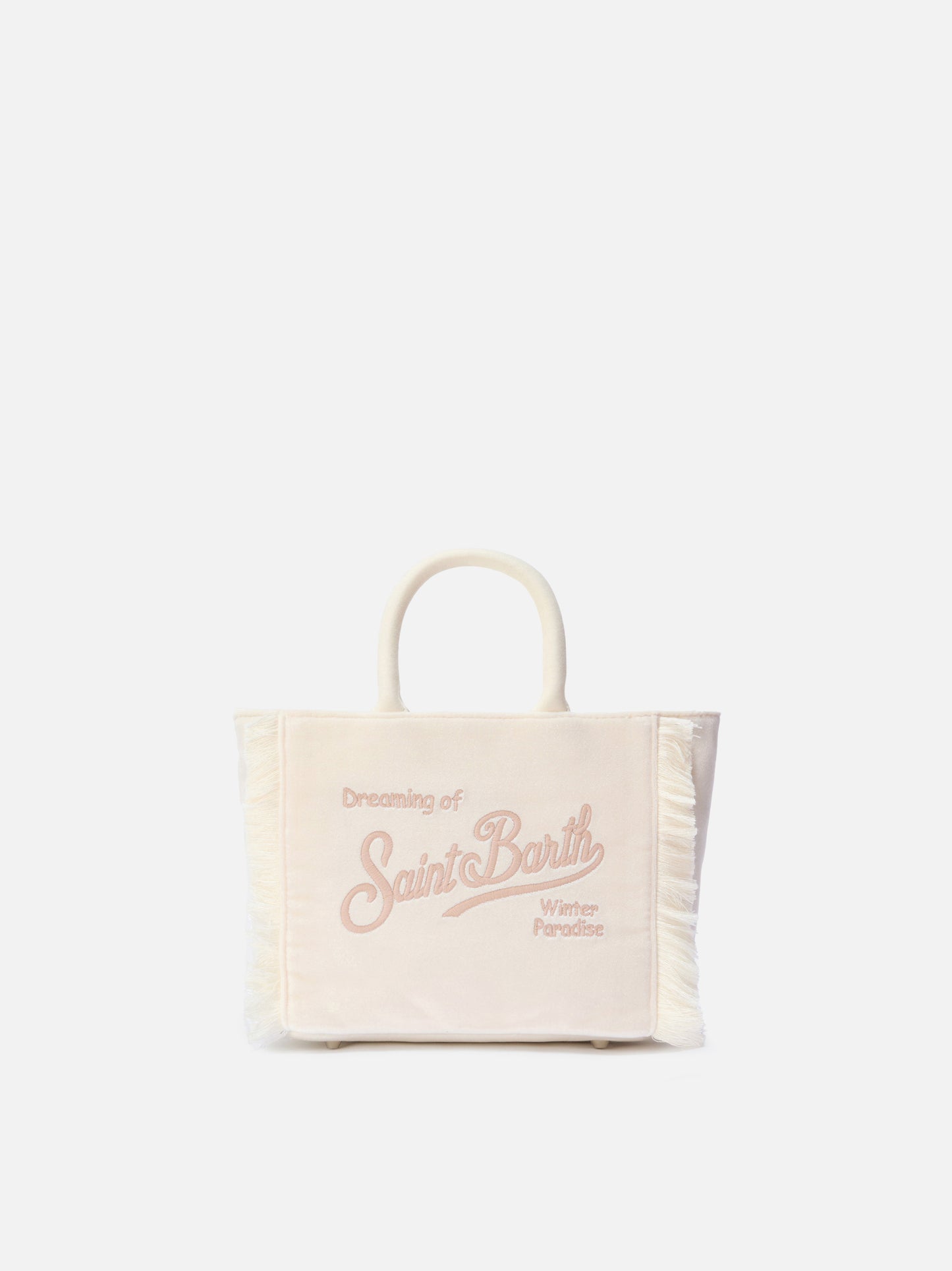 Vanity Mini Velvet Handbag in white velvet and faux suede