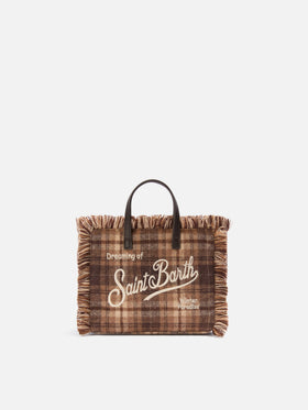Mini bolso Vanity en mezcla de lana con estampado tartán 