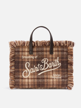 Borsa Mini Vanity in misto lana con motivo tartan