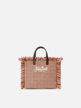 Mini Vanity bag en mezcla de lana con estampado de pata de gallo 