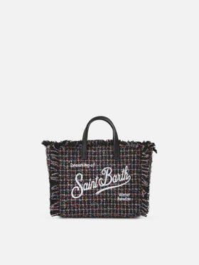 Black Mini Vanity bag in tweed with glossy finish