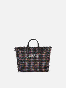 Black Mini Vanity bag in tweed with glossy finish