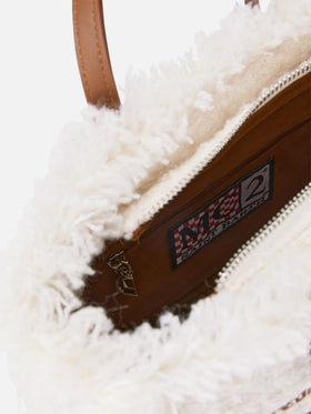 Borsa Mini Vanity off white in tweed con ricamo logo