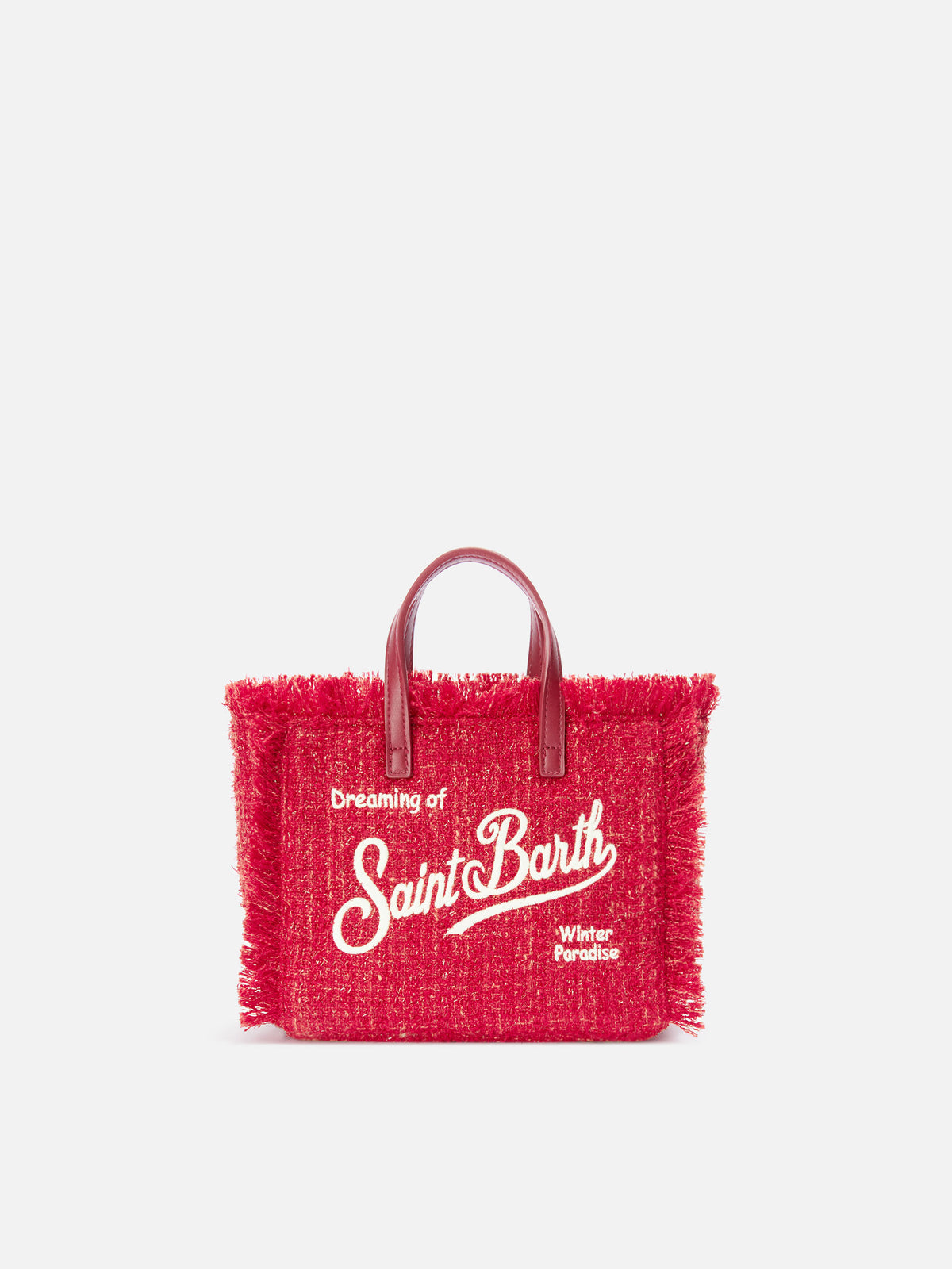 Mini sac Vanity rouge en tweed avec broderie logo 
