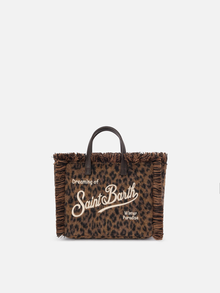 Borsa Mini Vanity in feltro con stampa leopardo