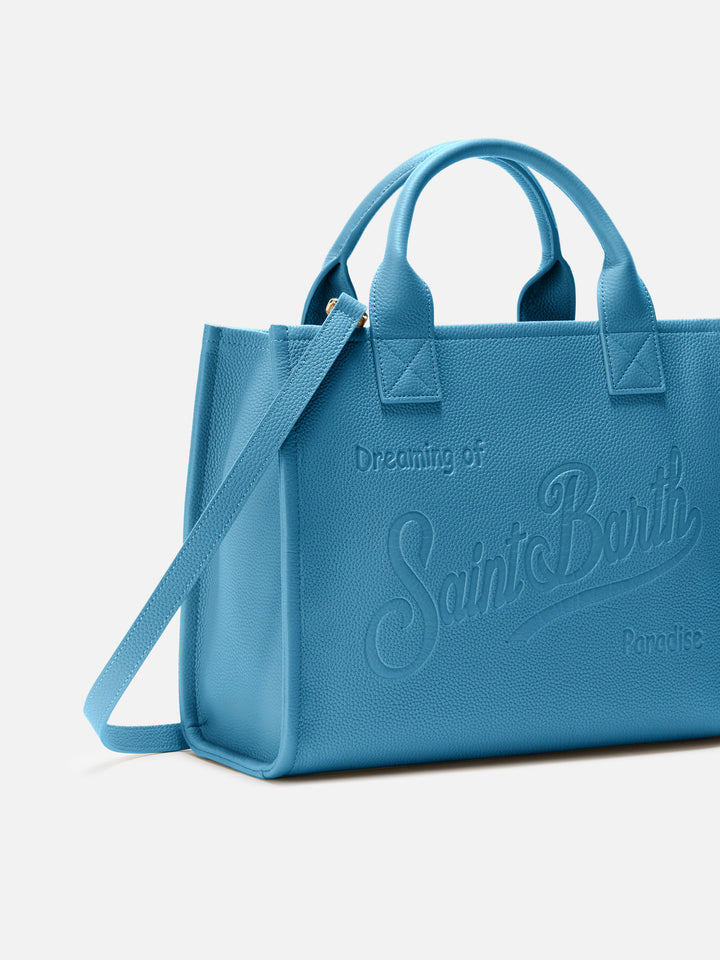 Borsa a spalla Vanity Bag Large in pelle martellata ottanio