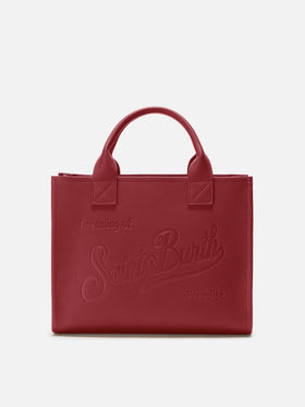 Borsa a spalla Vanity Bag Large in pelle martellata burgundy