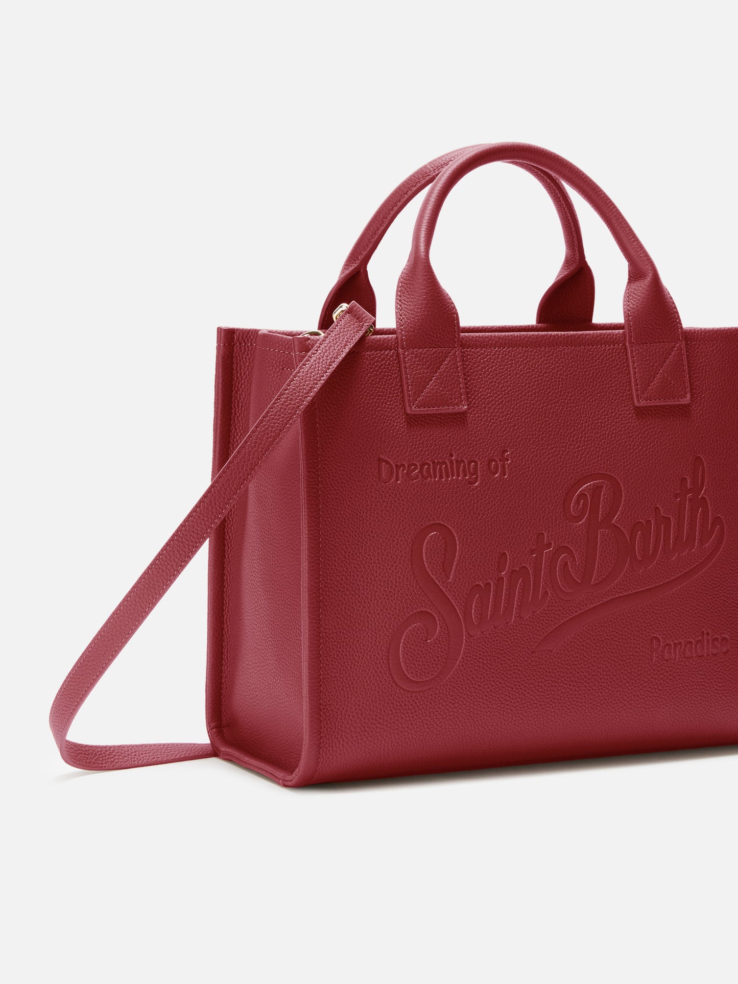 Borsa a spalla Vanity Bag Large in pelle martellata burgundy