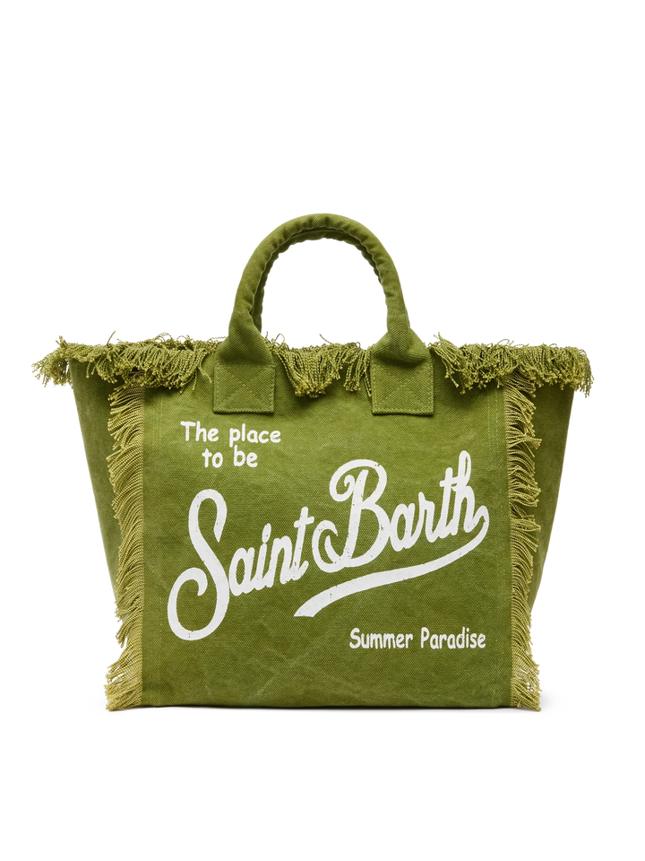 Military green cotton canvas Vanity tote bag - MC2 Saint Barth
