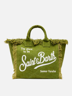 Military  green cotton canvas Vanity tote bag