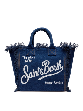 Dark denim fabric Vanity tote bag - MC2 Saint Barth
