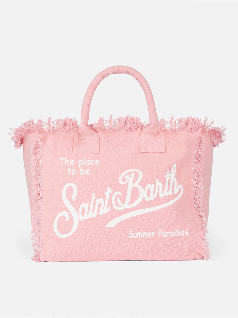 Borsa tote Vanity in tela di cotone rosa