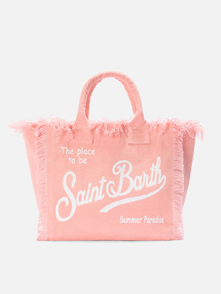 Borsa Vanity regular arancione in canvas con frange