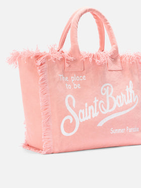 Borsa Vanity regular arancione in canvas con frange